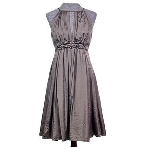 Cocktail Dress by Esley Silky Flowy Gathered Party Wedding Cocktail Pewter Sz S